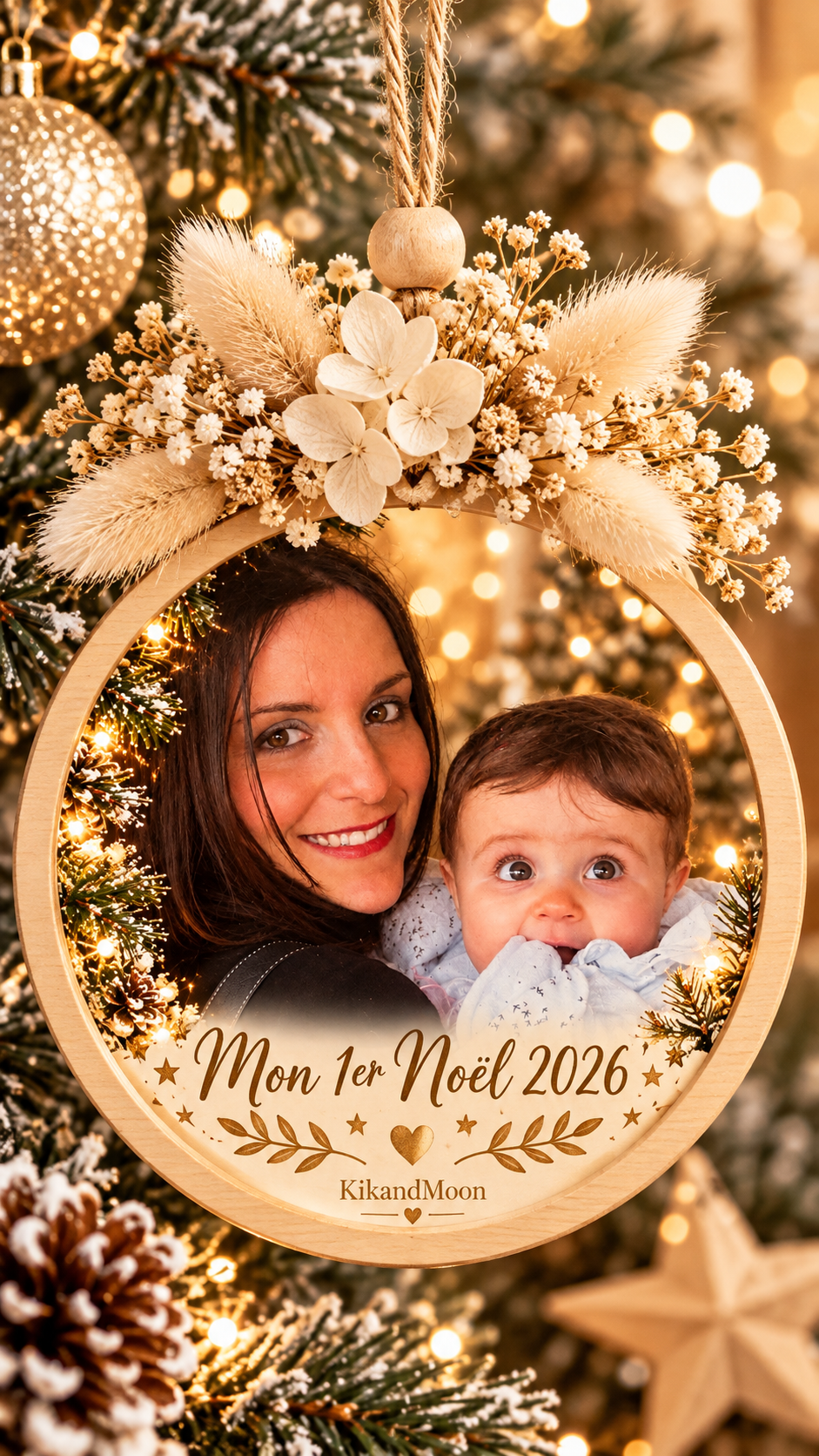 Ornement de Noël personnalisé mère et bébé