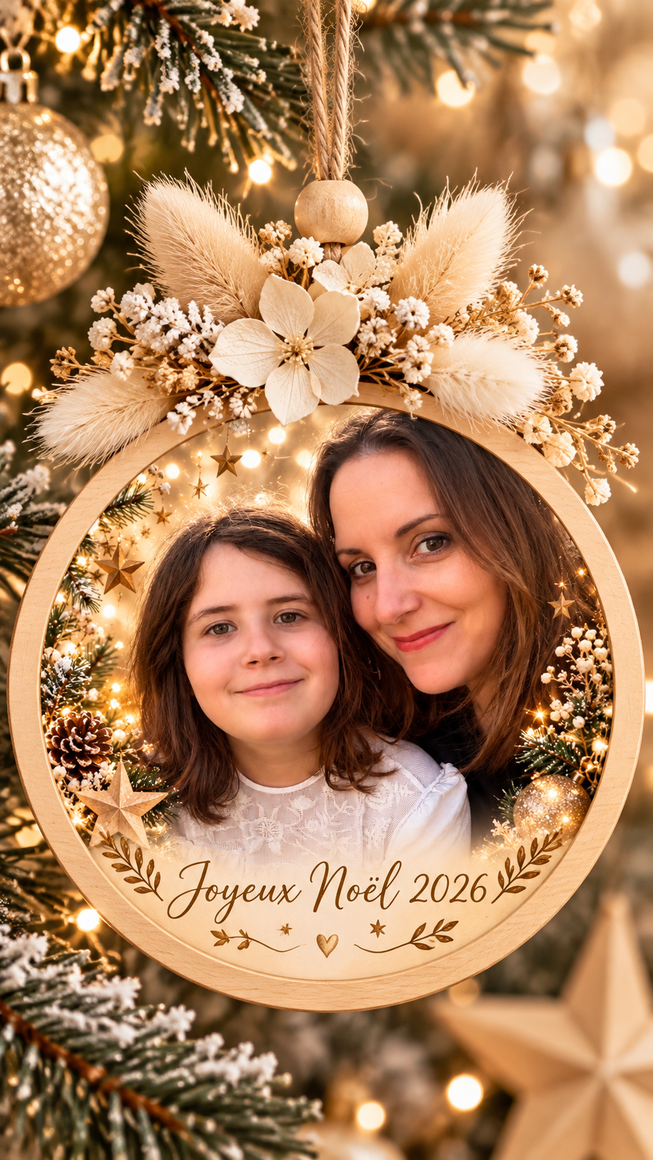 Ornement de Noël personnalisé mère et fille